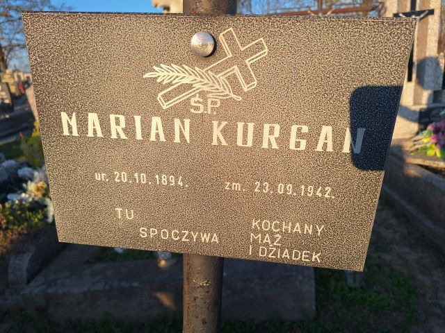 Marian Kurgan 1894 Przecław - Grobonet - Wyszukiwarka osób pochowanych